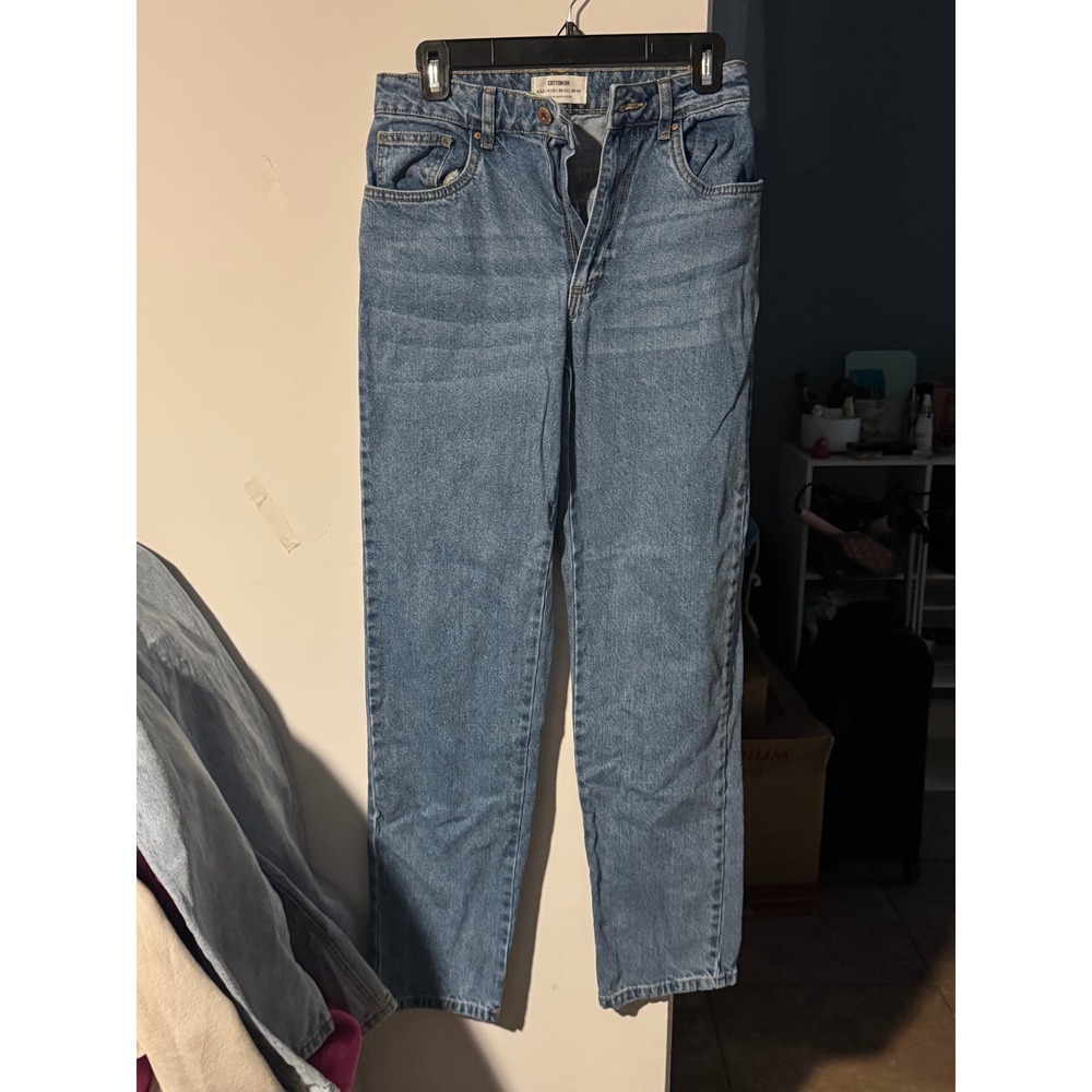 Cotton On Womens High Rise Straight Leg Jeans Medium Wash Blue Denim Size 4 US